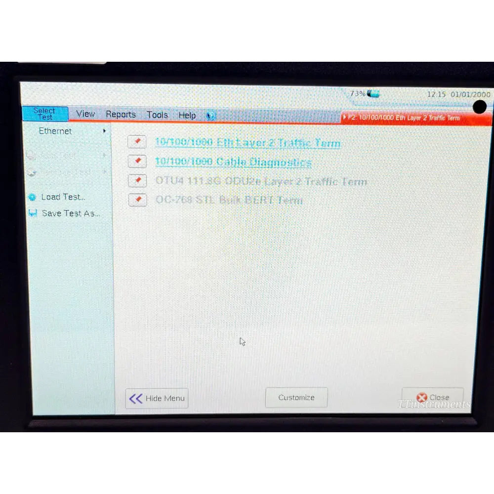 Viavi MTS 6000A V2 module licence options screen detail