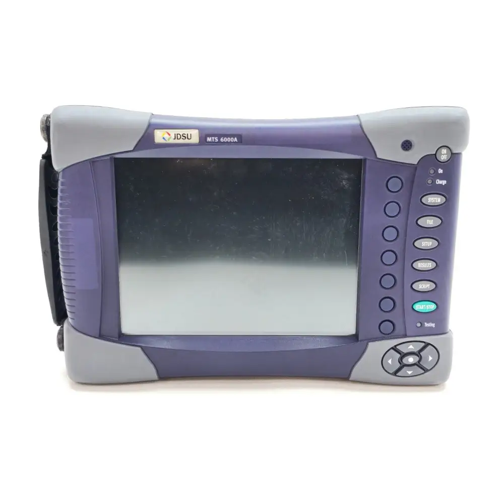 Viavi MTS 6000A touchscreen display showing OTDR trace measurement