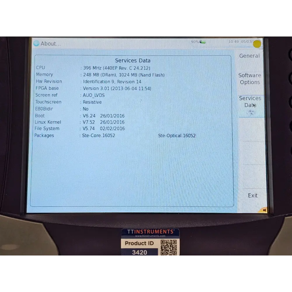 Viavi 8126 MR module removed from MTS 6000A mainframe chassis