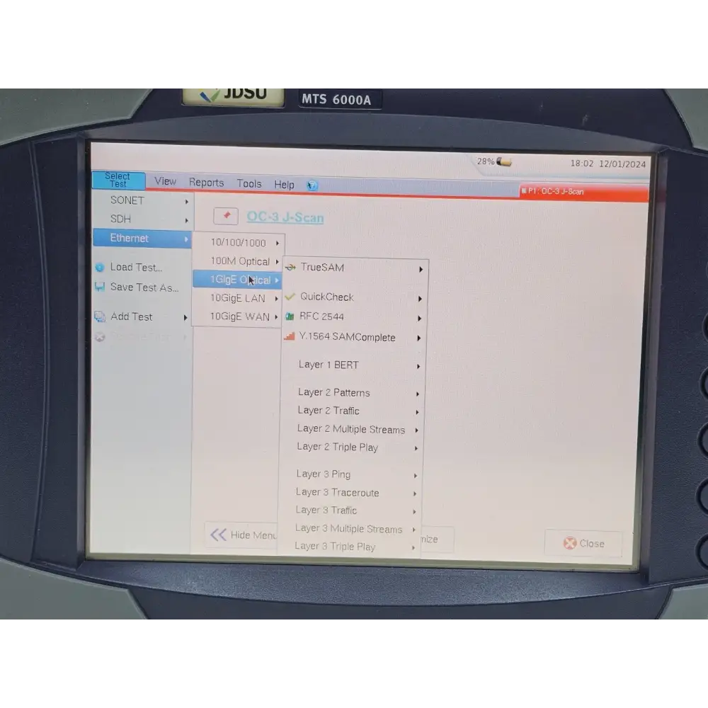 Stylus accessory for Viavi MTS 6000A touchscreen mainframe