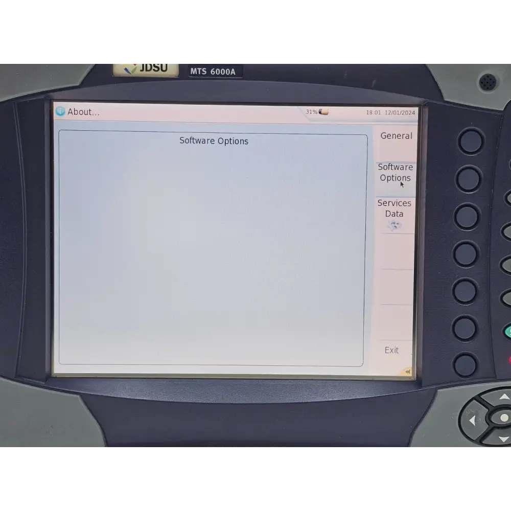 MTS 6000A BERT test results screen showing bit error rate measurement
