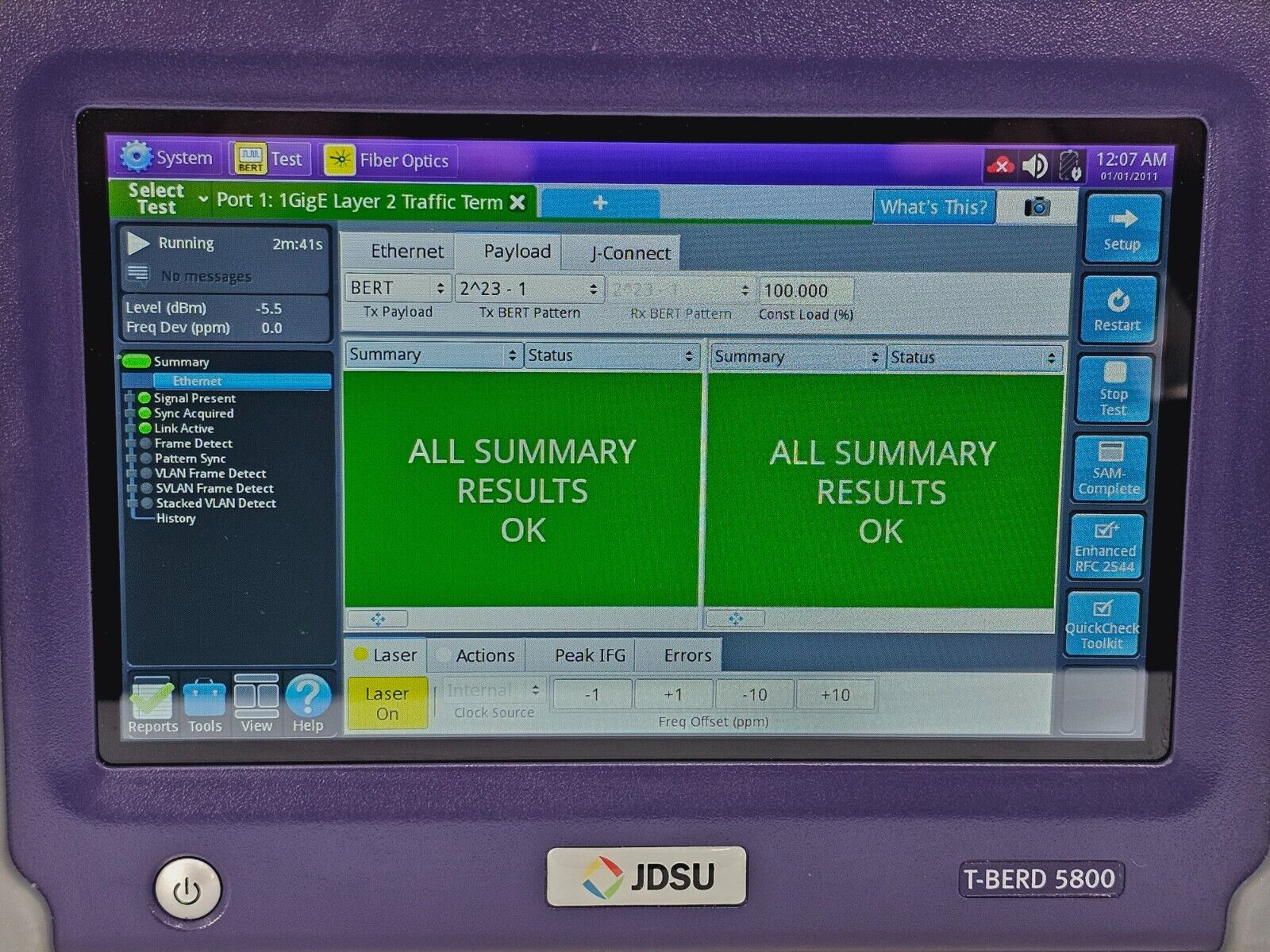 Viavi JDSU MTS/T-BER 5800 V2 5822P Dual Port Network Tester 10G Ethernet Gigabit