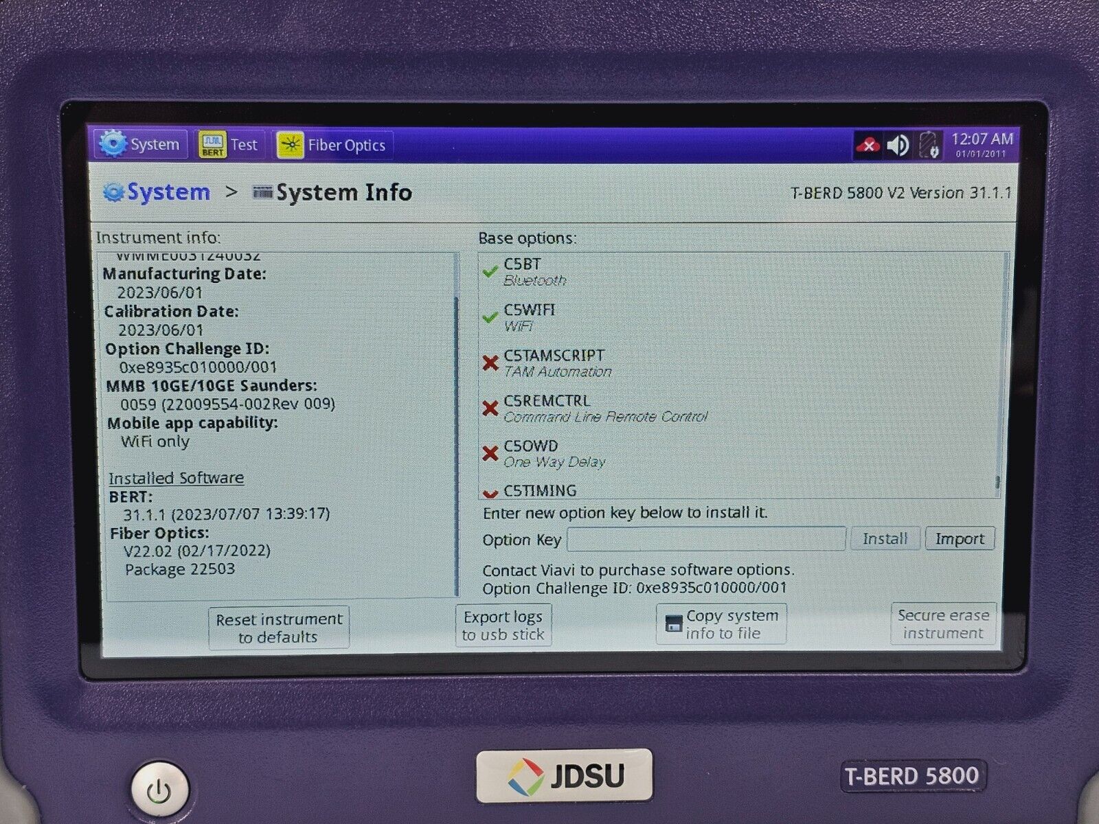 Viavi JDSU MTS/T-BER 5800 V2 5822P Dual Port Network Tester 10G Ethernet Gigabit