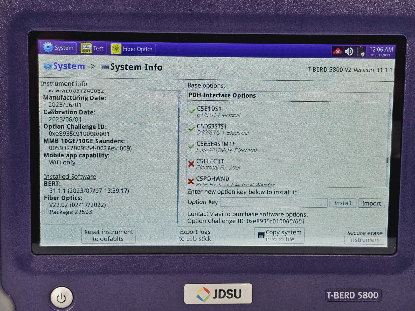 Viavi JDSU MTS/T-BER 5800 V2 5822P Dual Port Network Tester 10G Ethernet Gigabit