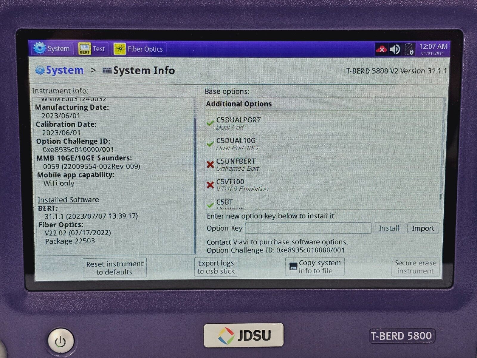 Viavi JDSU MTS/T-BER 5800 V2 5822P Dual Port Network Tester 10G Ethernet Gigabit