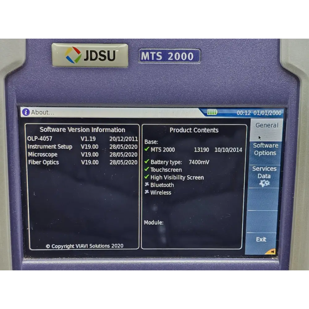 Viavi JDSU MTS T-BERD 2000 unit top-down view showing full body