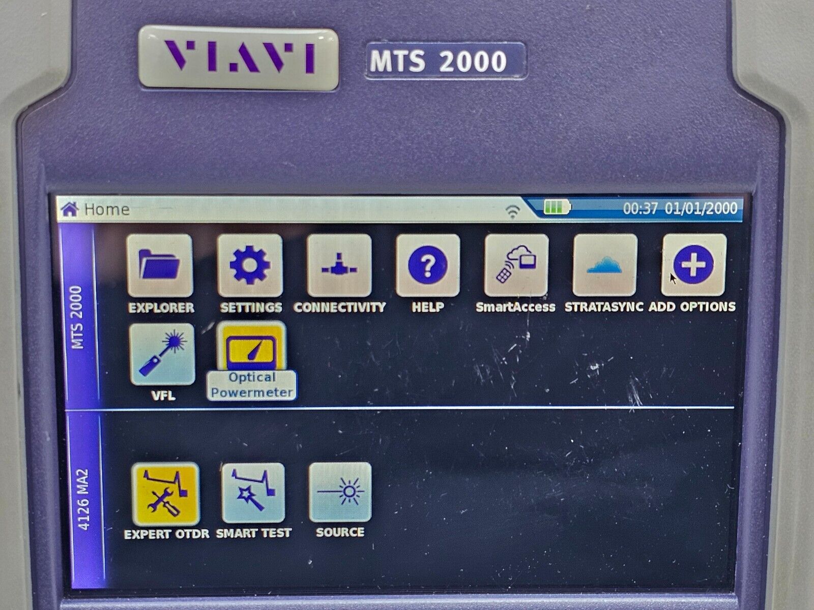 Viavi JDSU MTS/T-BERD 2000 with PM / VFL & 4126 MA2 SM OTDR Module 1310/1550 nm