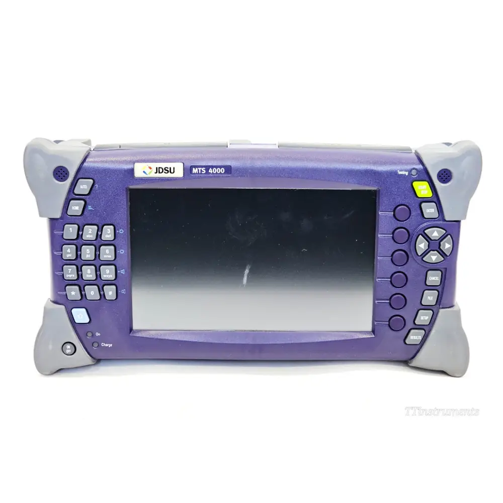 JDSU MTS T-BERD 4000 fibre optic test mainframe front panel view showing touchscreen display, keypad, and navigation buttons