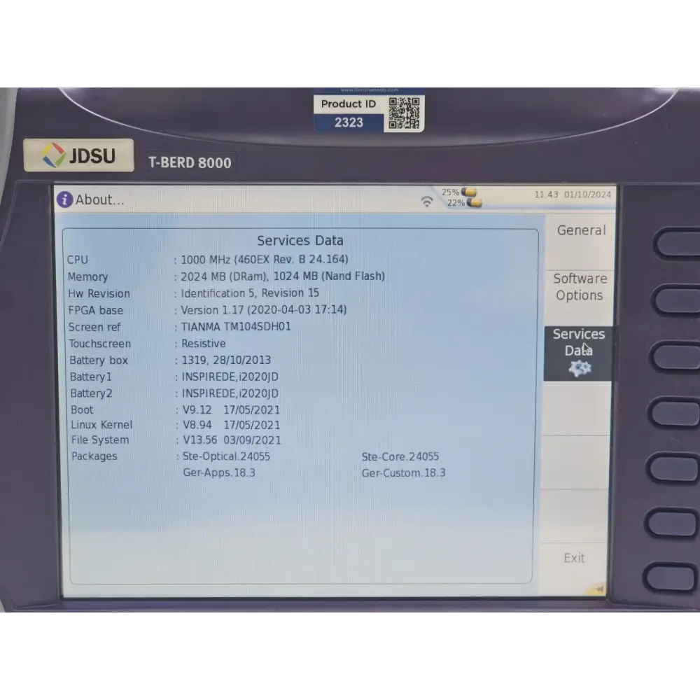 Full contents of Viavi MTS 8000E V2 sale including mainframe carrier and stylus