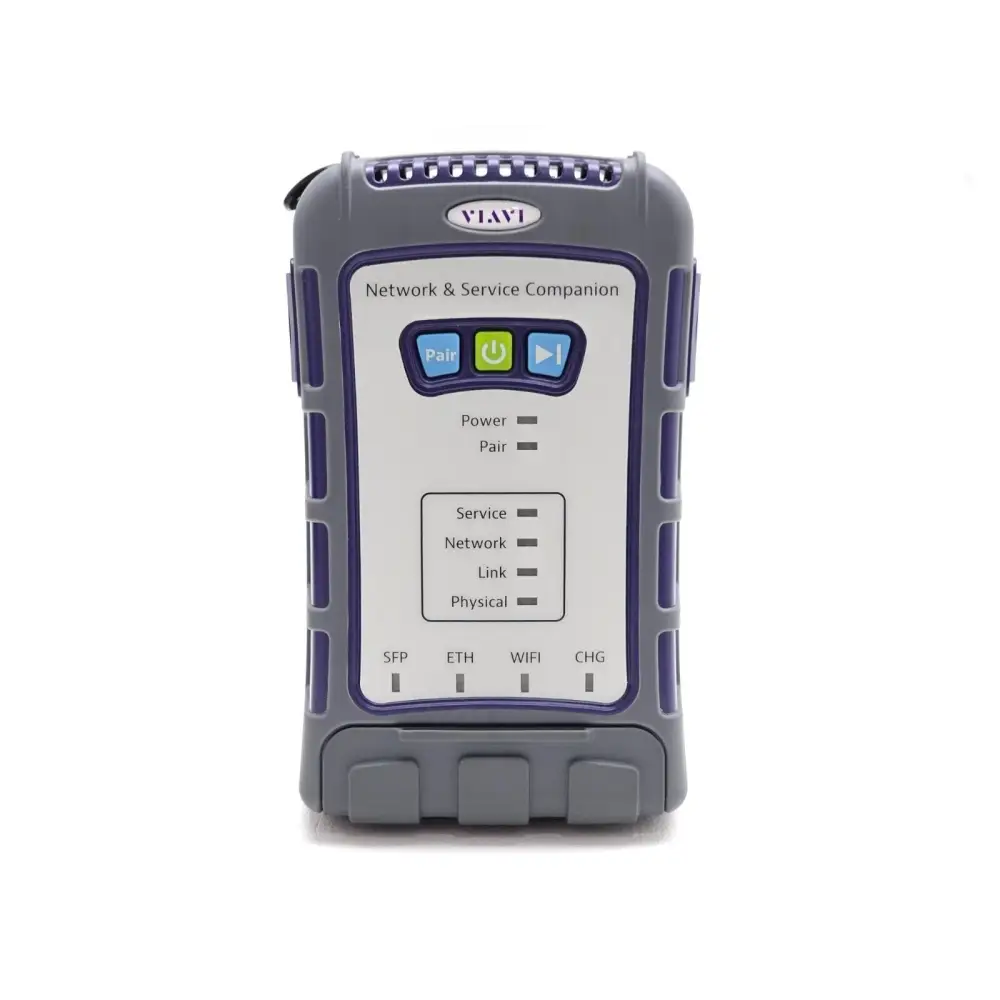 Viavi NSC-100 side profile showing Ethernet and PON test interface ports