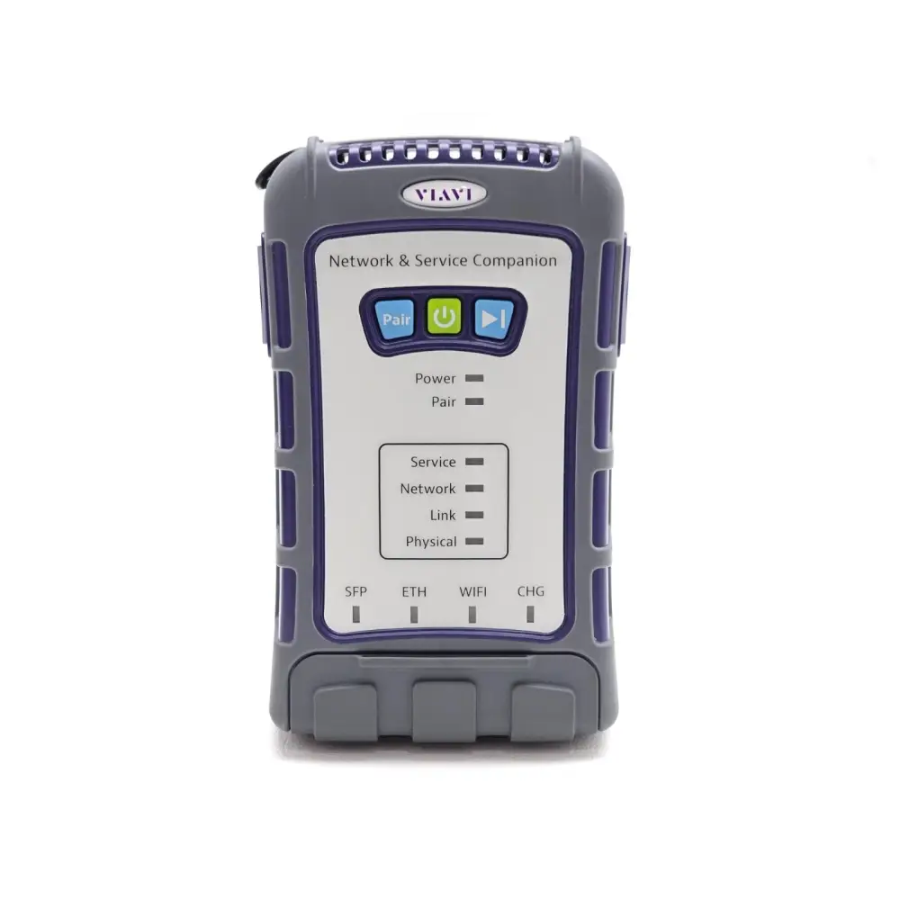 Viavi NSC-100 side profile showing Ethernet and PON test interface ports