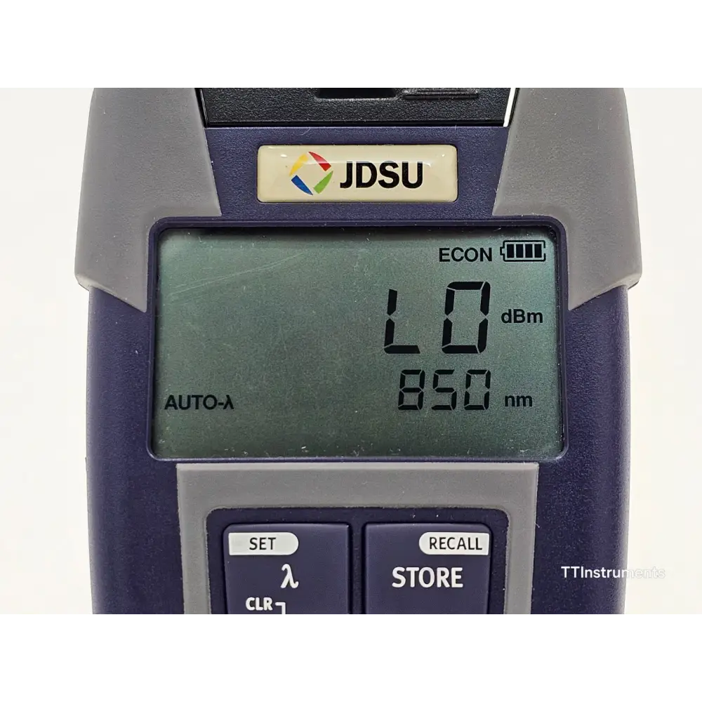 Viavi OLP-35 optical power meter bottom view with product identification label