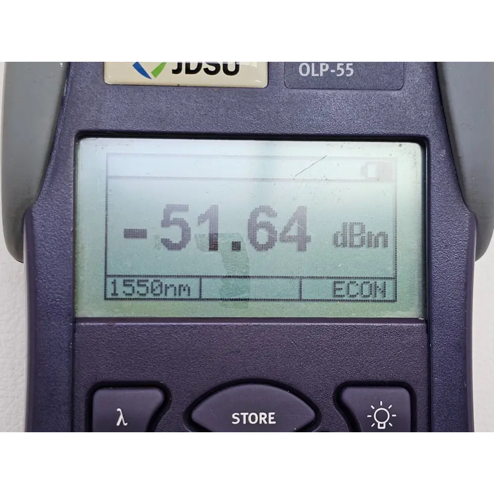 Viavi JDSU OLP-55 unit powered on showing SMARTStar interface
