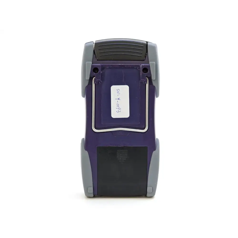 JDSU OLP-55 optical power meter rear view showing battery compartment, handwritten serial number label Y-0093