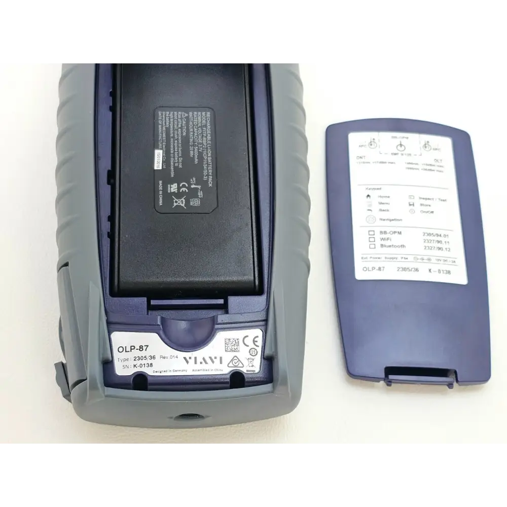 Viavi OLP-87 2305/36 PON meter bottom view with battery compartment