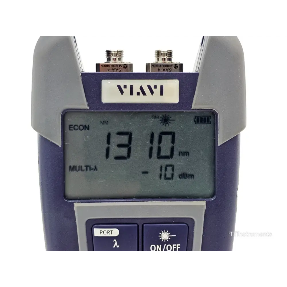 Viavi OLS-36 unit rear view showing serial number and certification label