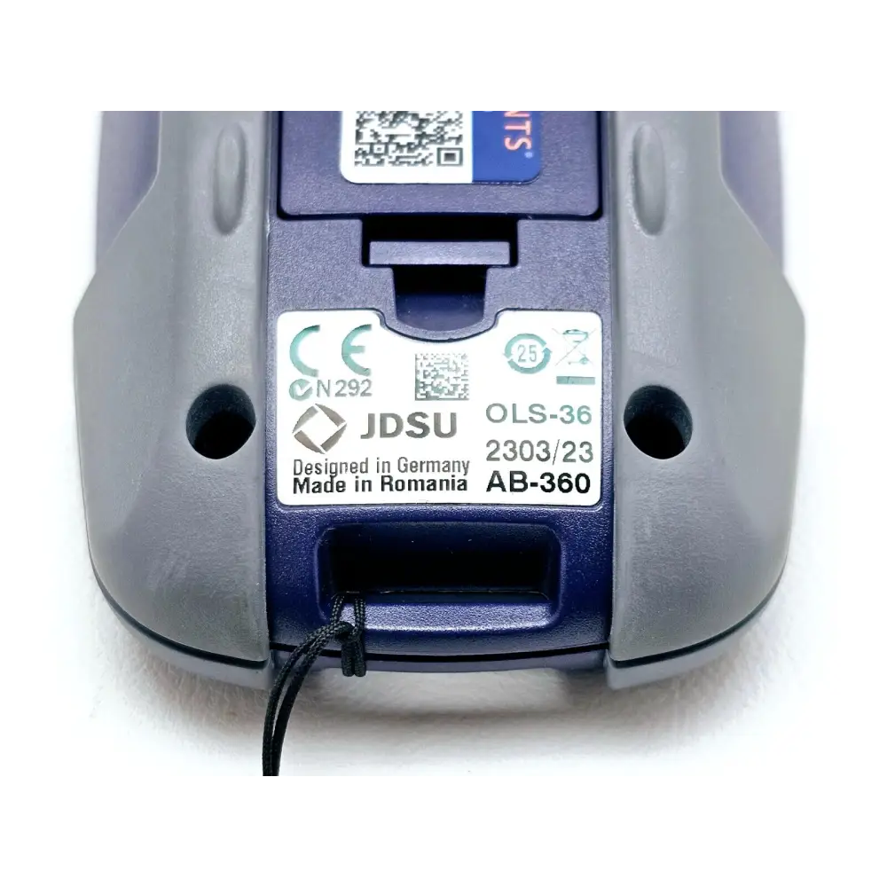 Viavi JDSU OLS-36 optical output connector close-up with adapter fitted