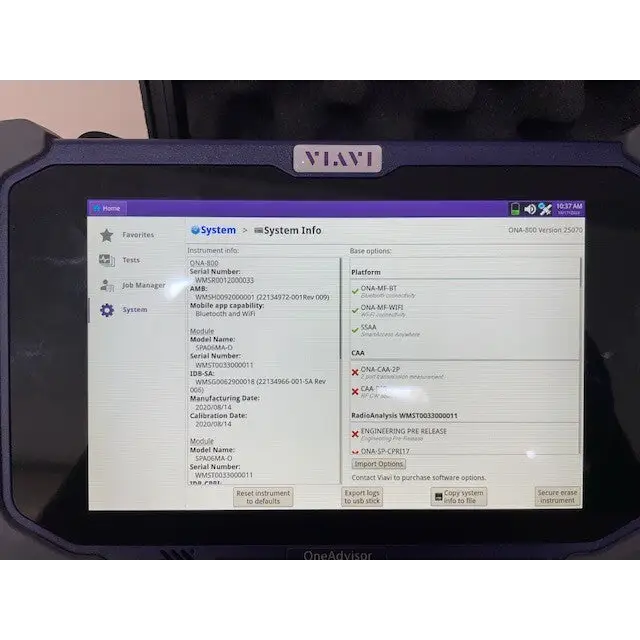 ONA-800A inside hard carry case with accessories and modules secured in foam