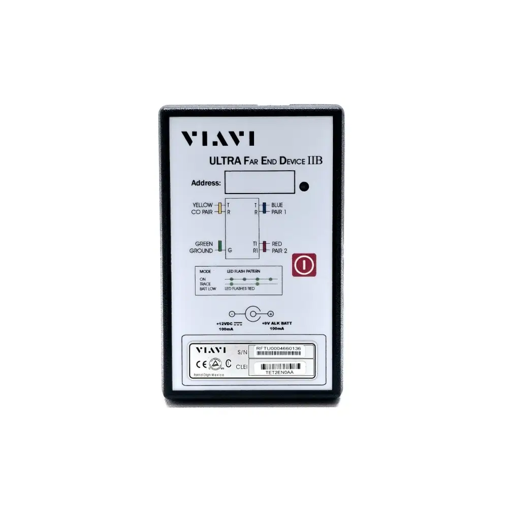 Viavi ONX-580 serial number and asset label on rear housing