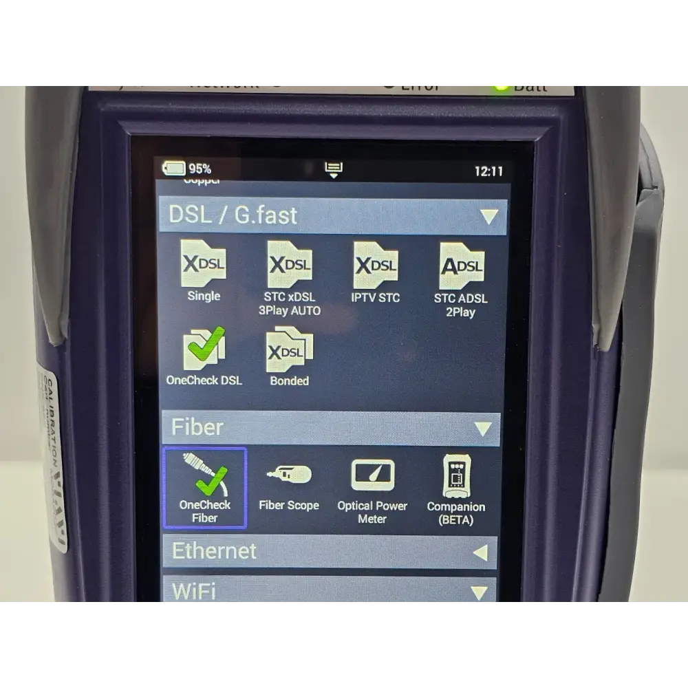 Viavi ONX-580 options screen showing IP Video and Transmission Impairments