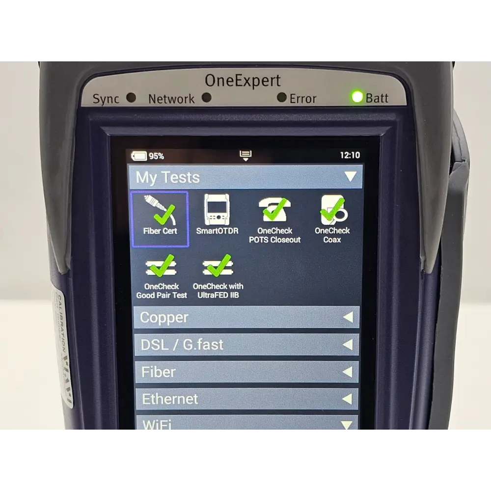 Viavi OneExpert ONX-580 options screen showing TrueSpeed and VoIP MOS