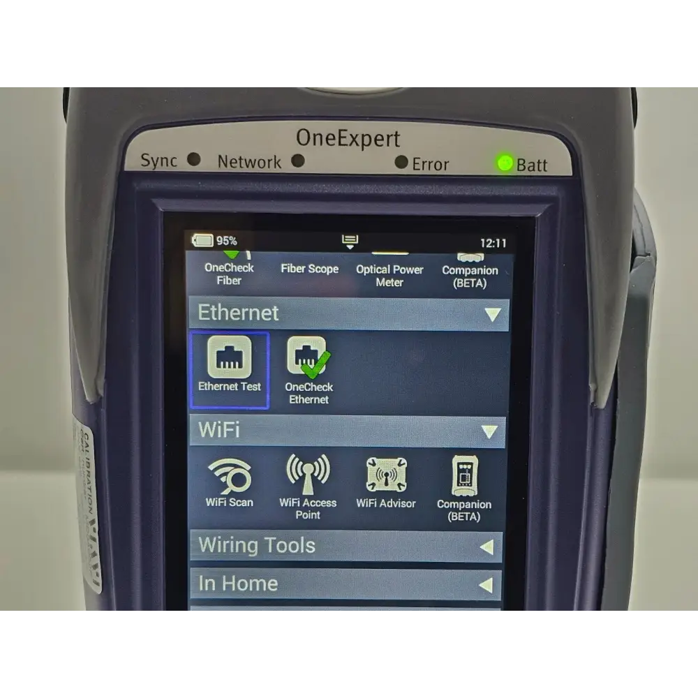 Viavi OneExpert ONX-580 options screen showing Bluetooth and Mobile licences