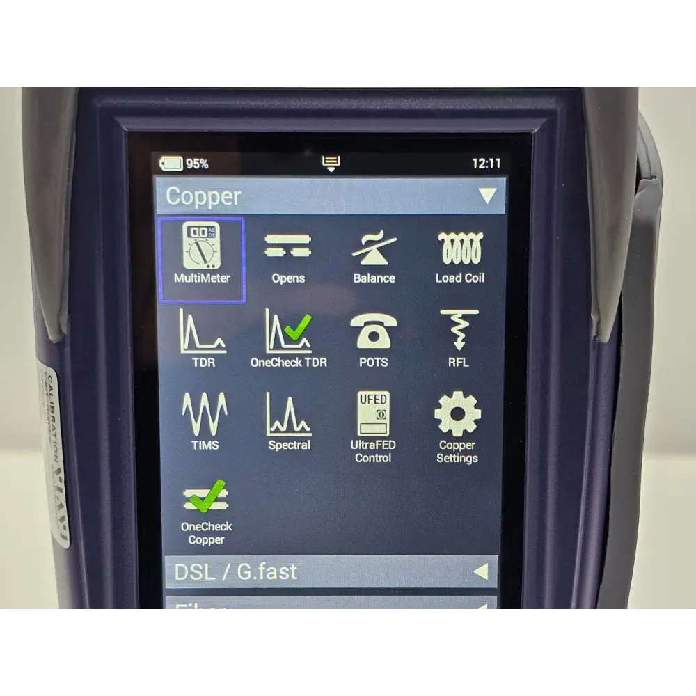 Viavi ONX-580 options screen showing Ookla Speedtest and SmartAccess Anywhere