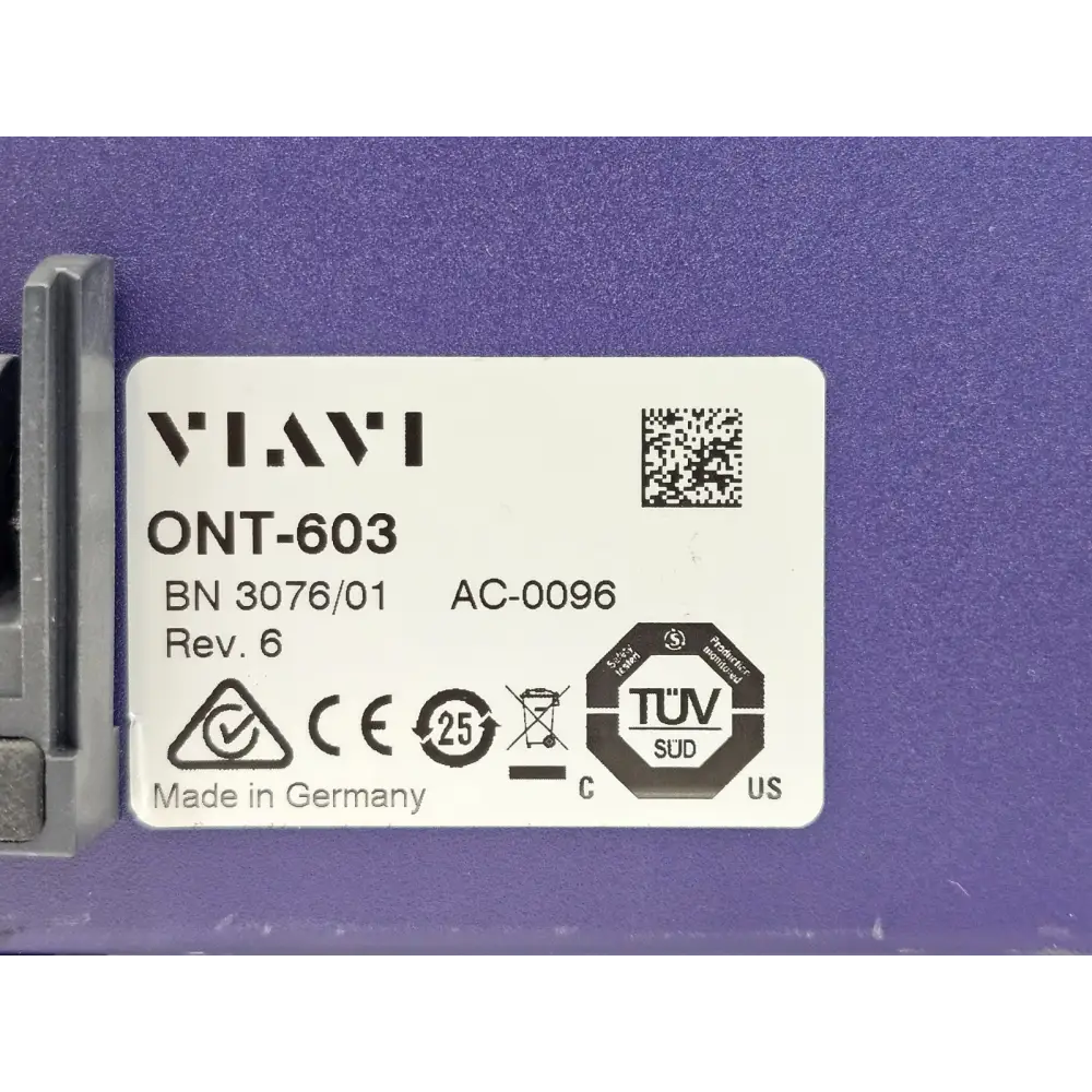 ONT-603 mainframe label showing model number 3076/01 and serial identification