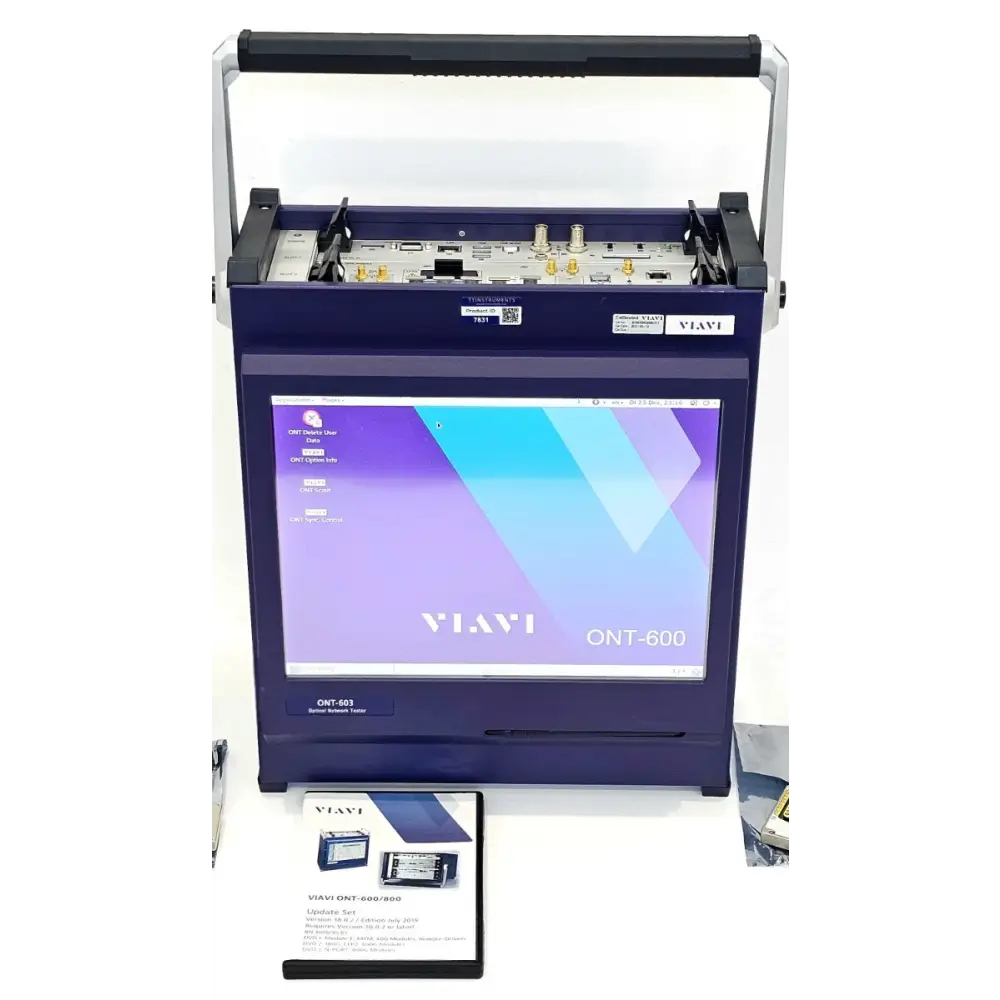Viavi JDSU ONT-603 H/D 400G CFP8 Ethernet Tester front view with mainframe and module