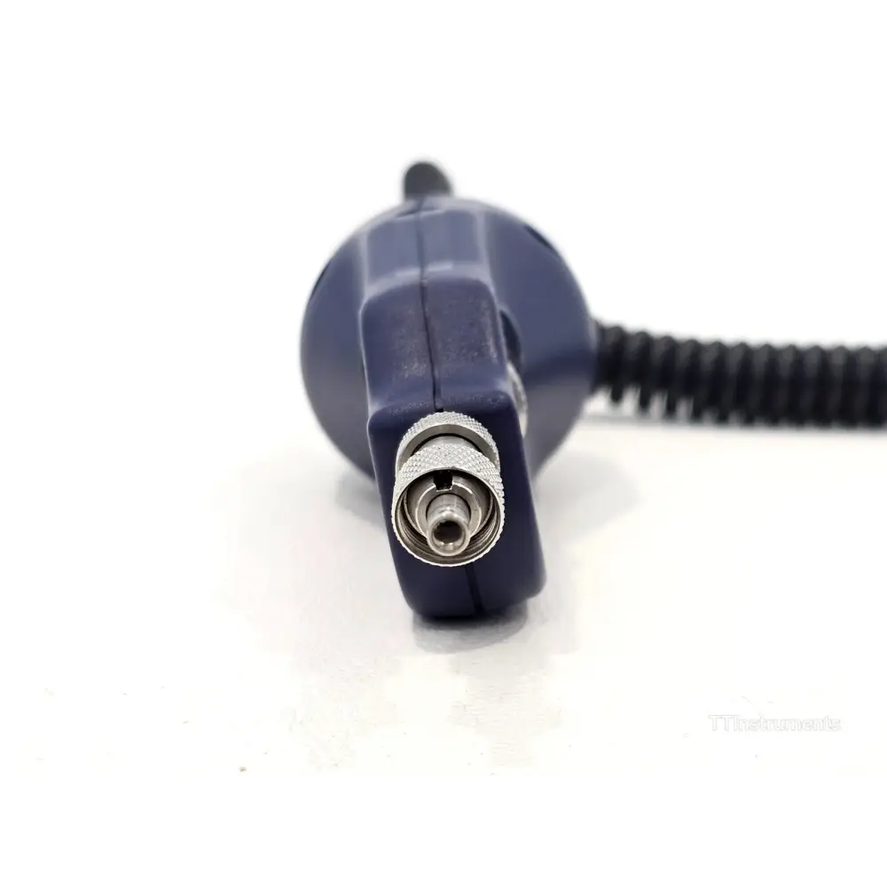 Close-up detail of Viavi P5000i probe tip connector interface and housing label