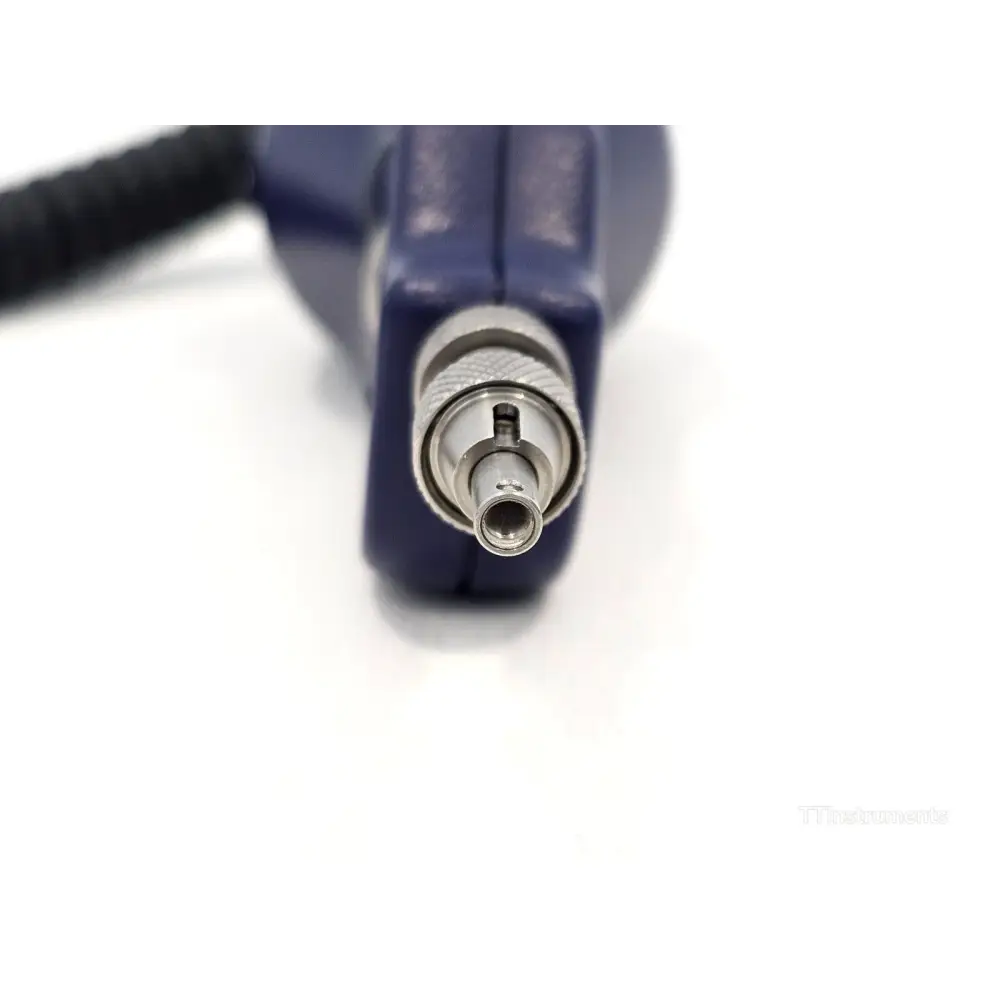 Close-up detail of Viavi P5000i probe tip and connector interface