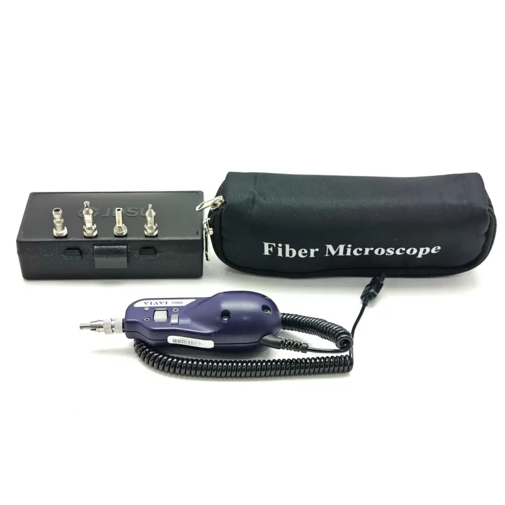 Viavi JDSU P5000i fibre inspection probe front view with USB cable attached
