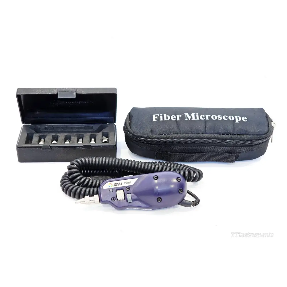 Viavi JDSU P5000i fibre inspection scope with six interchangeable tips for patchcord and bulkhead connectors