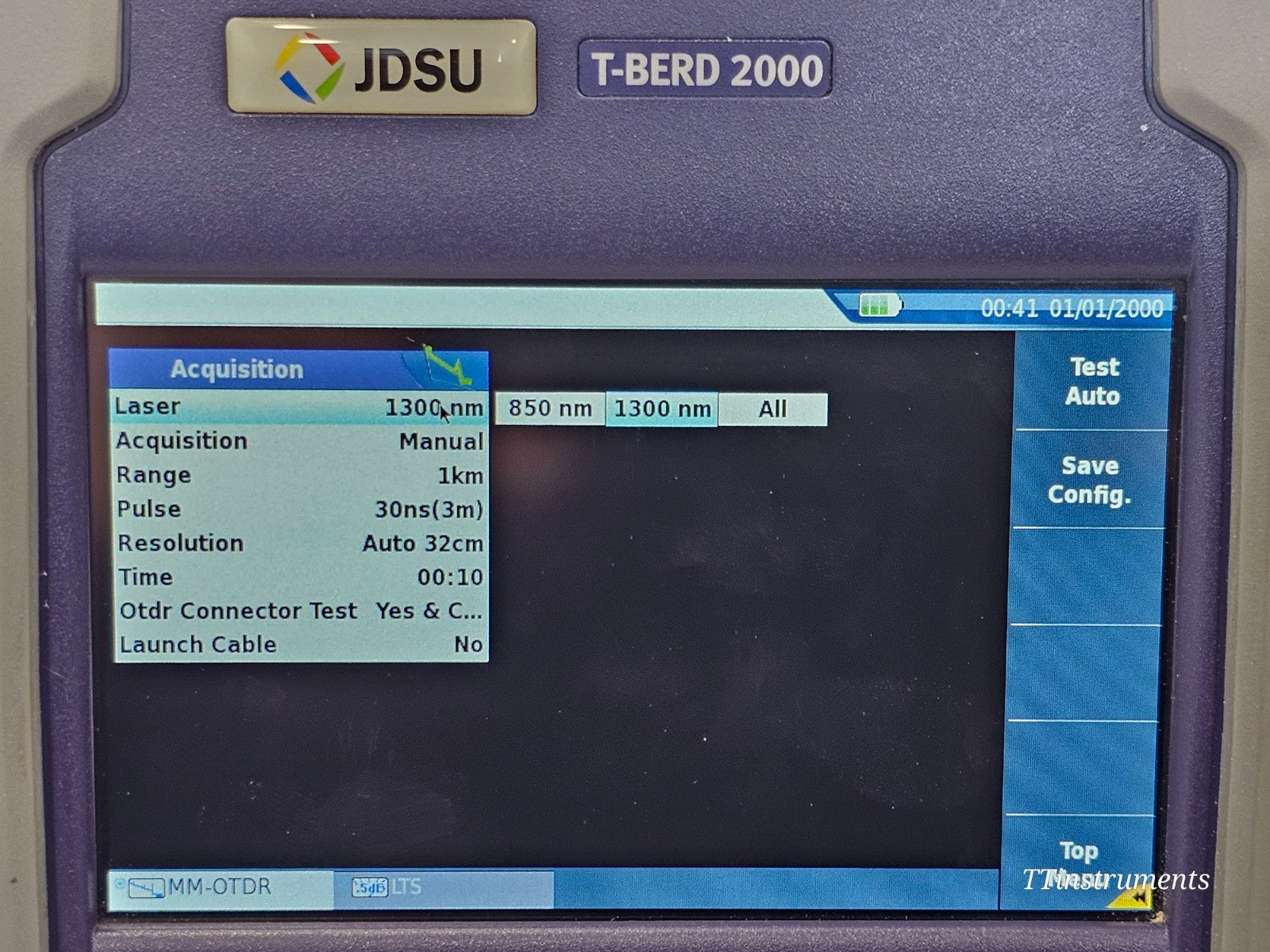 T-BERD 2000 with 4146 QUAD OTDR, angled view showing keypad and display