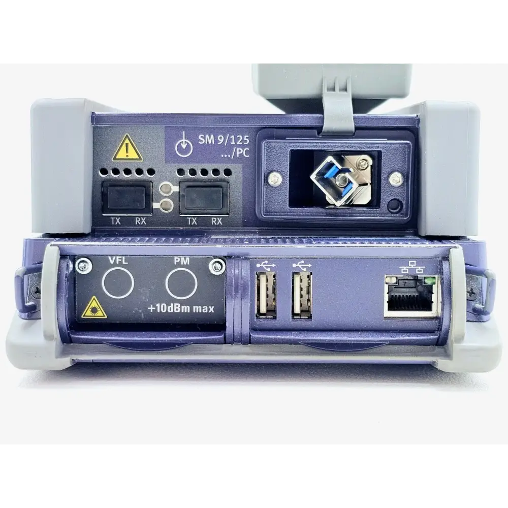 Viavi JDSU T-BERD 2000 top view showing module bay and optical port connectors