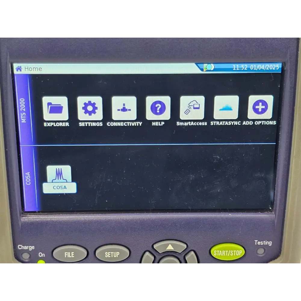 T-BERD 2000 mainframe label showing unit identification and firmware details