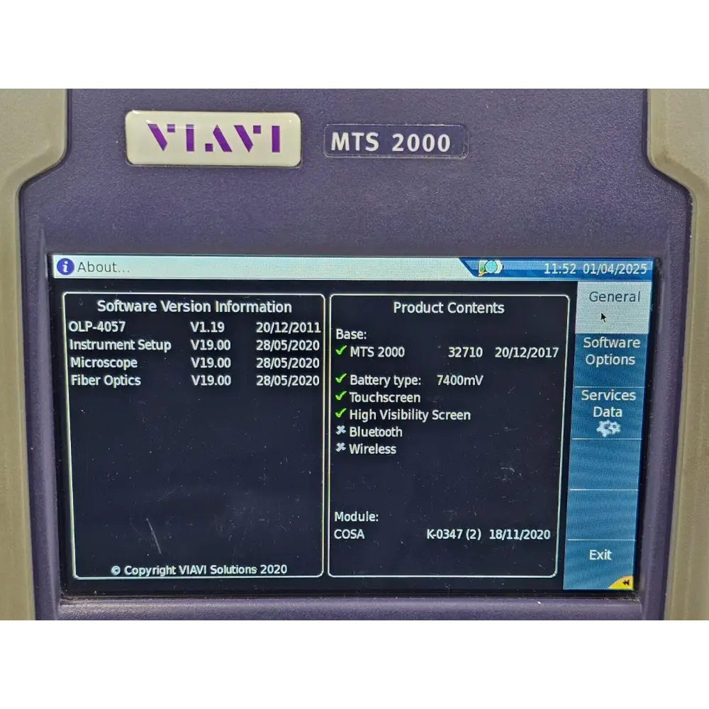Viavi COSA-4055 OSA module removed from mainframe showing contacts and casing