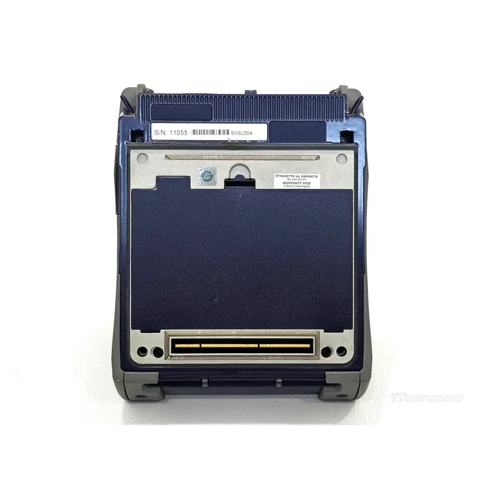 JDSU T-BERD 2000 rear view showing serial number label S/N 11055, module connector, and warranty seal