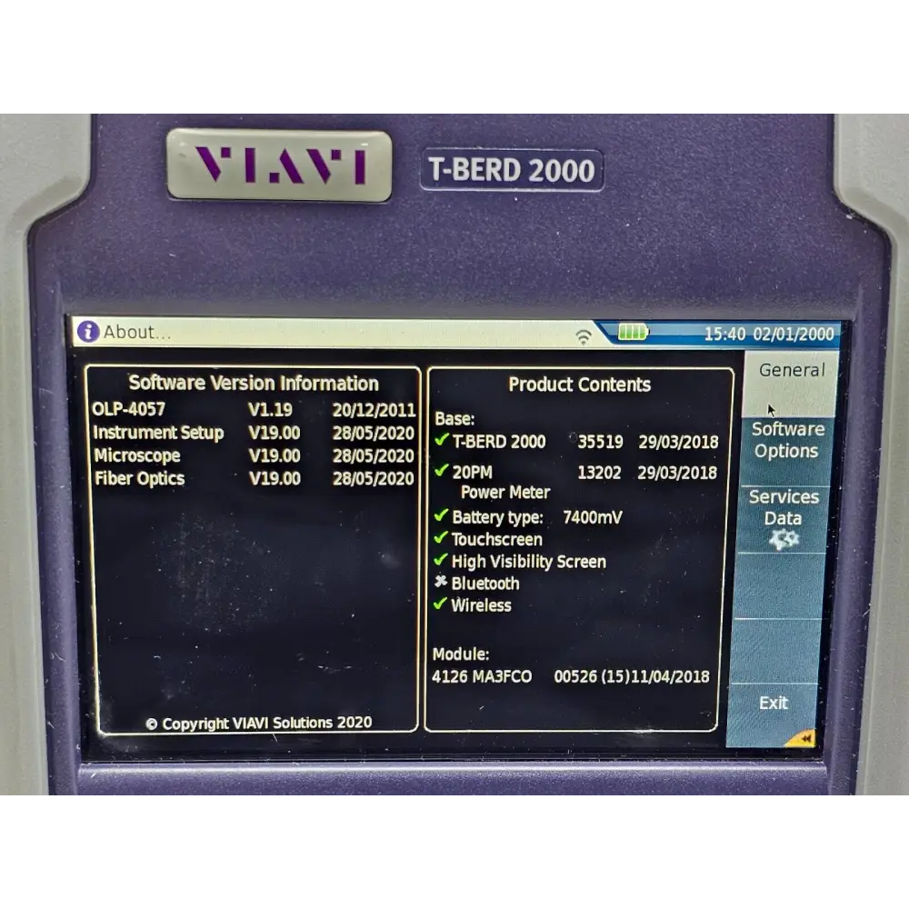 Viavi JDSU T-BERD 2000 right side view showing module slot and connectors