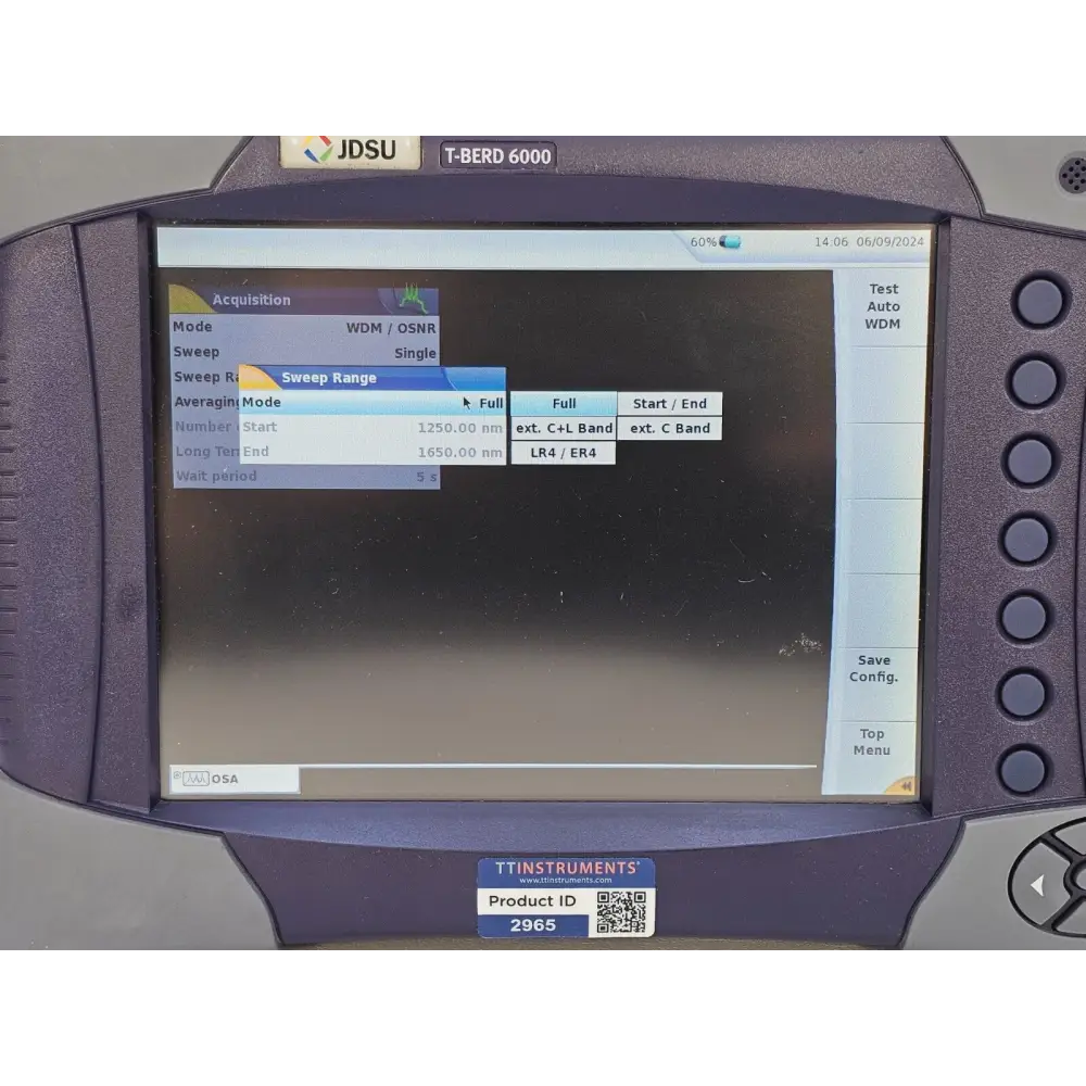 Close-up of T-BERD 6000 keypad and navigation controls