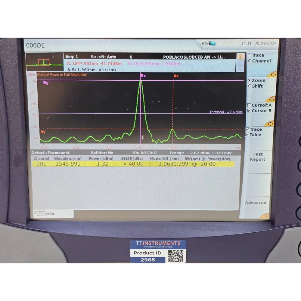 Viavi JDSU T-BERD 6000 optical spectrum analyser platform, full unit cosmetic overview