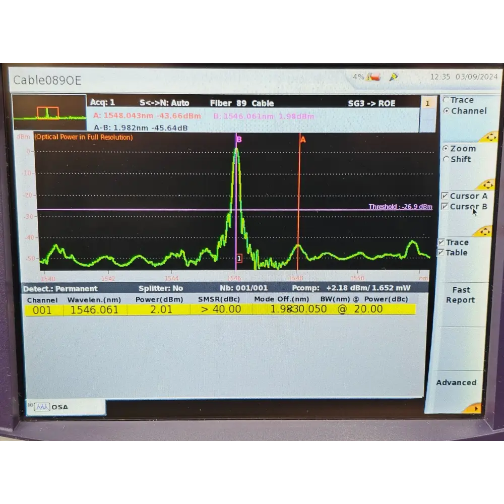Viavi T-BERD 6000 with OSA-110M module angled three-quarter view showing overall condition