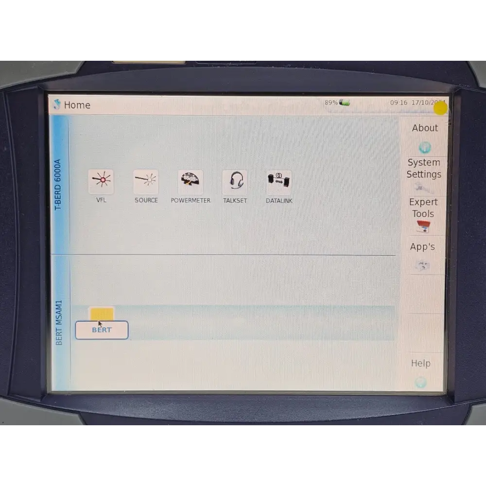 T-BERD 6000A options screen showing OTN-ODU and Optical BERT licences