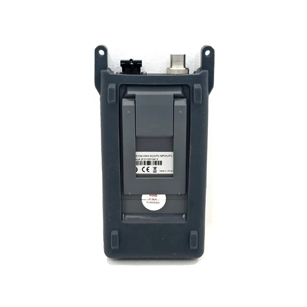 Viavi FOD5510M MPO Switch rear showing part number FOD5510M-OM4-SC/UPC-MPO/UPC-M serial 2F21F5510413 CE label