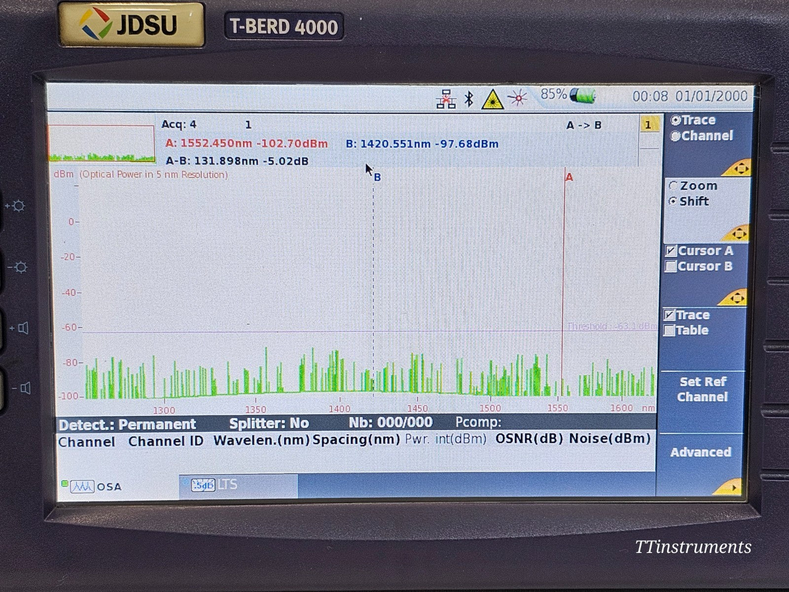 Viavi MTS 4000 with COSA-4055 module angled view showing full unit condition