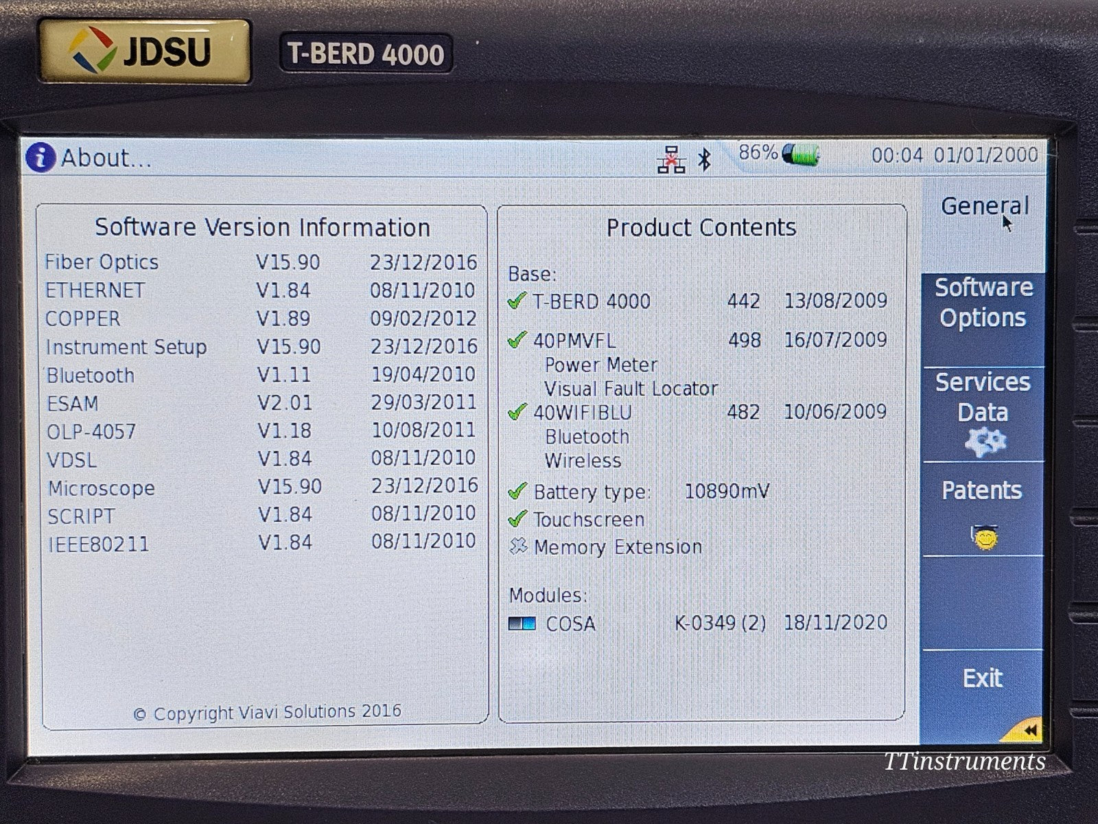 Viavi MTS 4000 COSA-4055 unit showing cosmetic condition of chassis