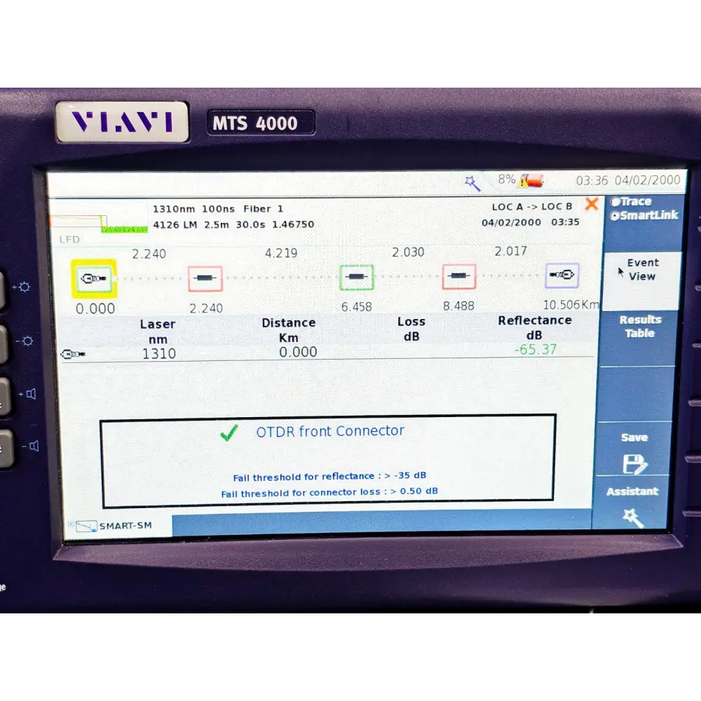 Viavi MTS 4000 Mainframe with 4126 LM SM OTDR 1310/1550nm Last Mile APC-SC21