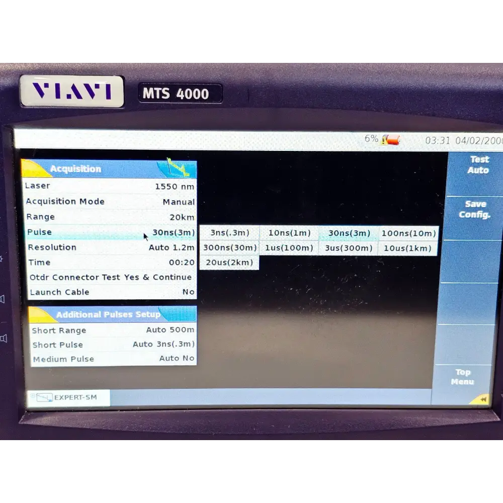 Viavi MTS 4000 Mainframe with 4126 LM SM OTDR 1310/1550nm Last Mile APC-SC17