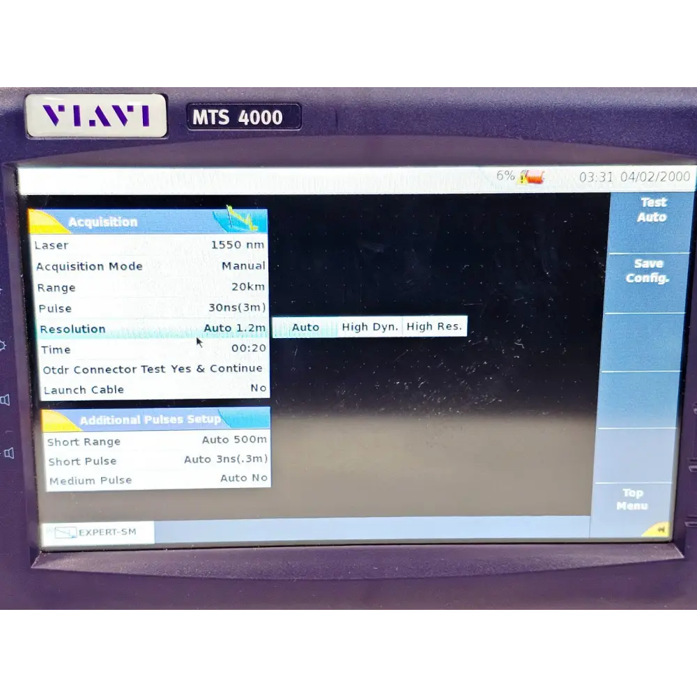 Viavi MTS 4000 Mainframe with 4126 LM SM OTDR 1310/1550nm Last Mile APC-SC18