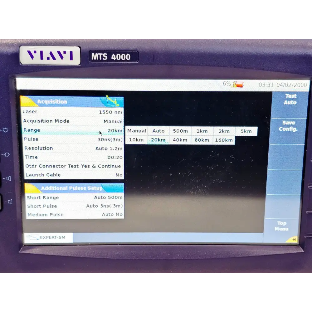 Viavi MTS 4000 Mainframe with 4126 LM SM OTDR 1310/1550nm Last Mile APC-SC16